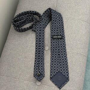 Giorgio Armani Dark Blue Circular Pattern Tie
